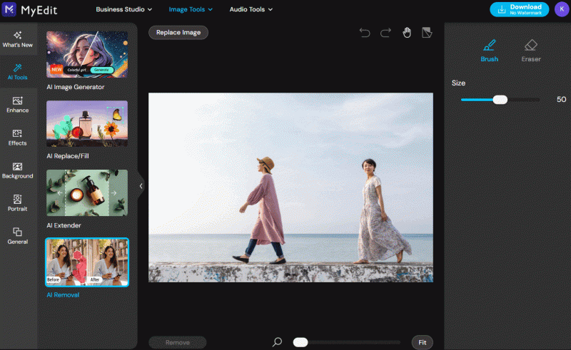 Remove Unwanted People from Photos Online for Free with AI