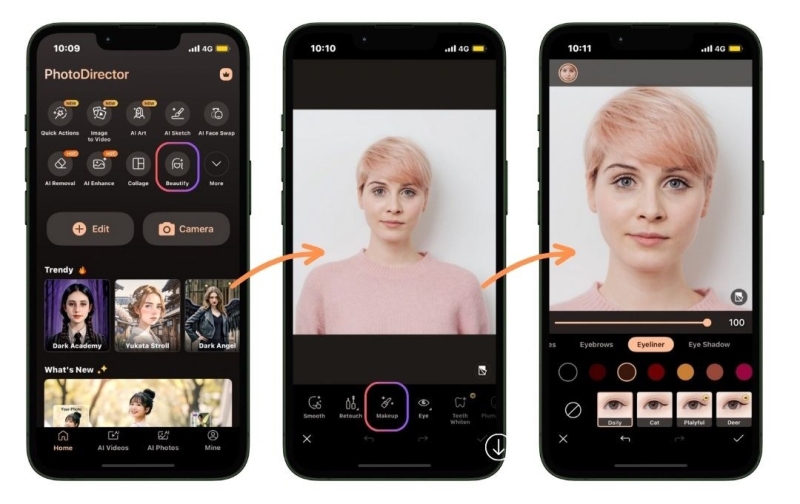 Eyeliner Filter: How to Try On Eyeliner Shapes and Colors with an App